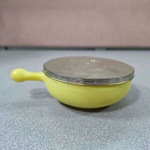 Glasbake Cereal/Chili Bowl 5in Yellow Vintage Milk Glass J-2057-20 Lid